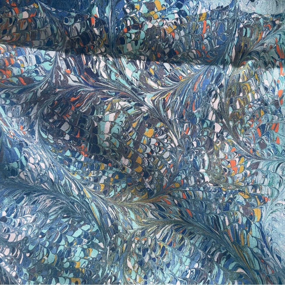 Vintage ‘60s ‘70s John Meyer 2 piece marble print skirt & tank ethereal blues M - Picture 7 of 11